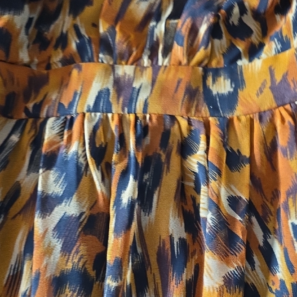 Maxi Dress in Mustard Animal Print with Gold Trim - Picture 6 of 7